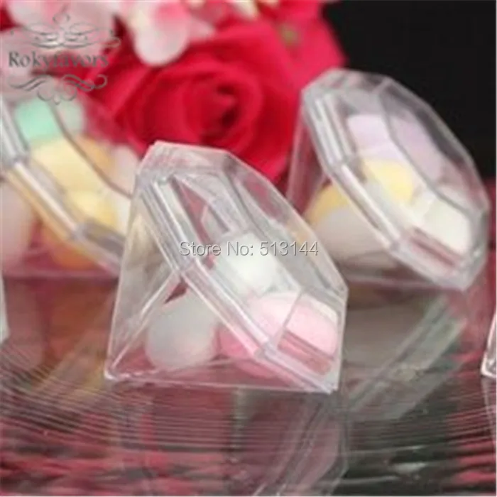 Diamond Gemstone Bling Plastic Candy Box Favor CakeTopper Wedding Bridal Shower 