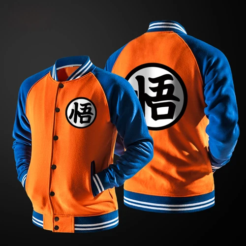Японский аниме Драконий жемчуг Гоку университетская куртка Осенняя Повседневная футболка с капюшоном пальто куртка брендовая бейсбольная куртка - Цвет: orange