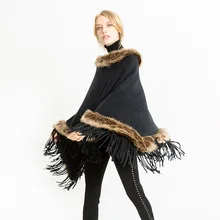 Women's Fashion Autumn and Winter The Shawl Collar Artificial Wool Warm Shawl Cape Pullover Sweater Coat pullover shawl collar sweater
