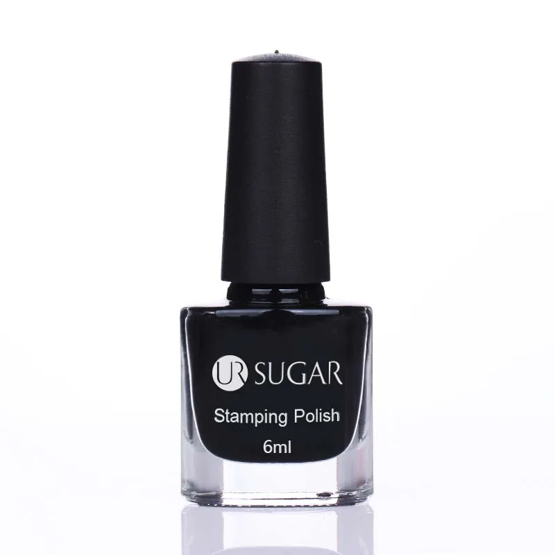 Ur Sugar 6 мл штамп лак для ногтей Дизайн ногтей Пластина Печать лак цвета украшение масляной лаки для маникюра DIY - Цвет: Black
