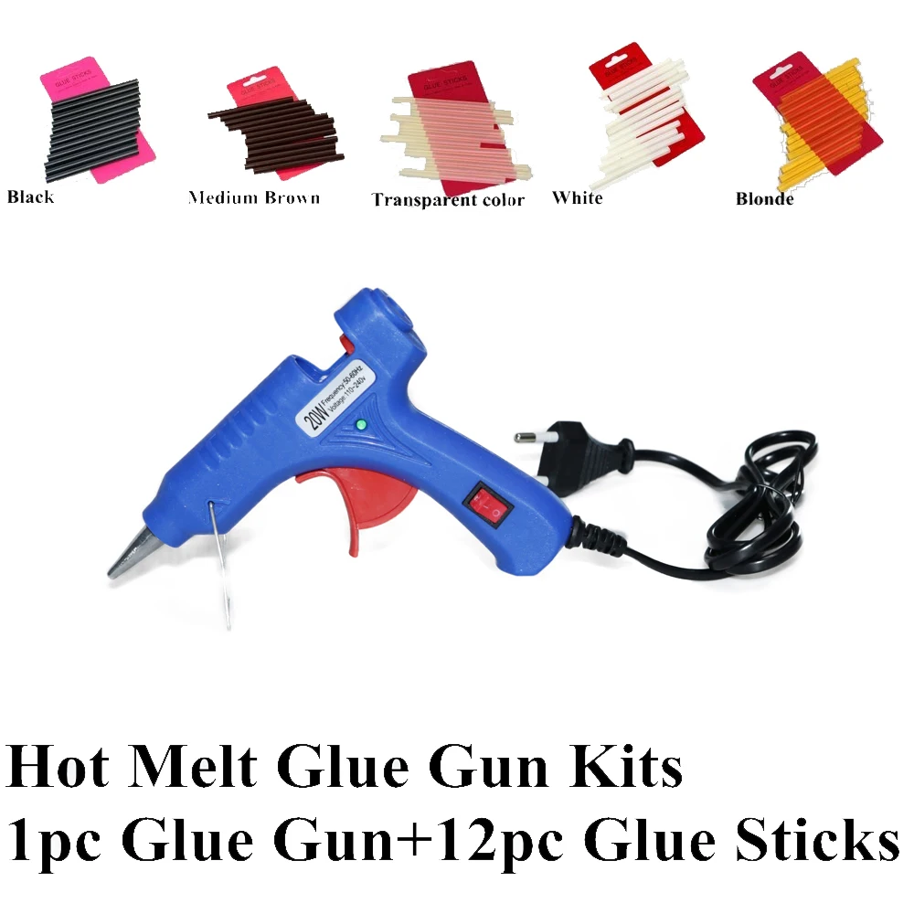 hair glue gun/ 20w Hot Melt Glue Sticks 10*0.7cm 12pc Professional Hair