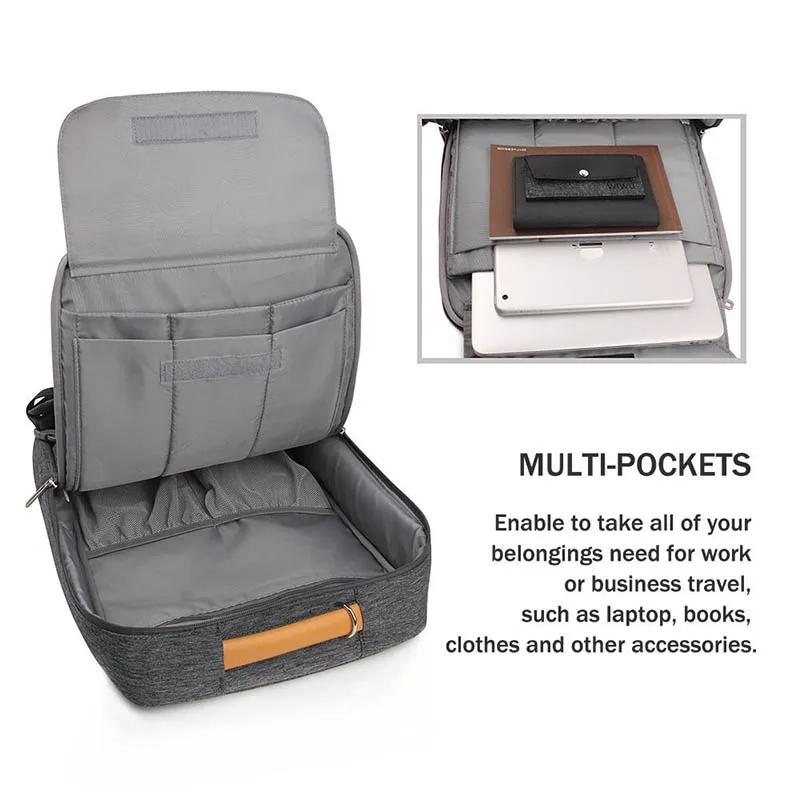 Gearmax portátil mochilas para 15,6 de 17,3 pulgadas/azul/Color gris de lona impermeable Mochila De Cuero genuino de la bolsa para Macbook portátil - 3