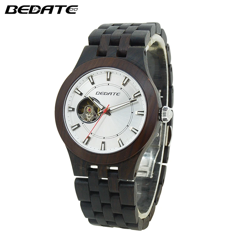 

BEDATE wristwatch mens luxury mechanical watch for men wooden material design business Automatic Self-Wind male watches