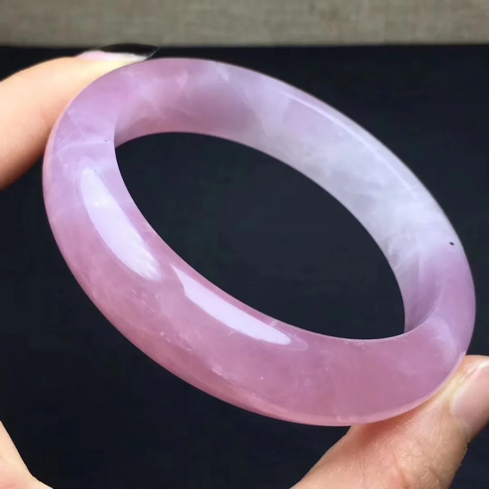 

57.5mm Natural Rose Quartz Bangle Madagascar Pink Clear Stone Women 15.1mm Beads Anniversary Love Gift Bangles Jewelry AAAAA