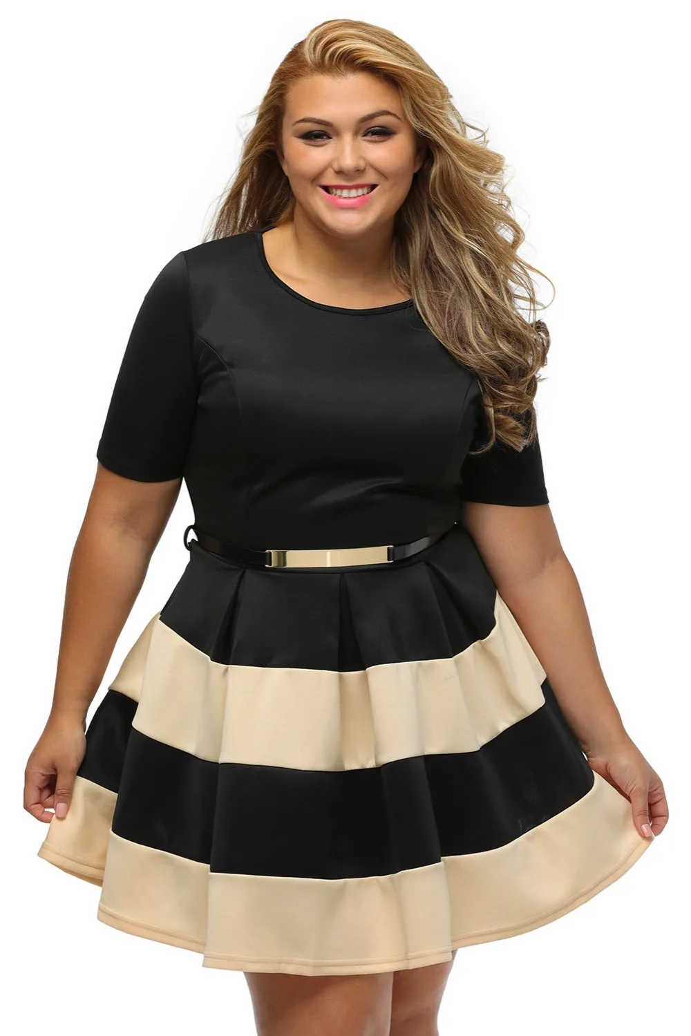 Apricot-Stripes-Detail-Belted-Plus-Size-Skater-Dress-LC22806-18-5