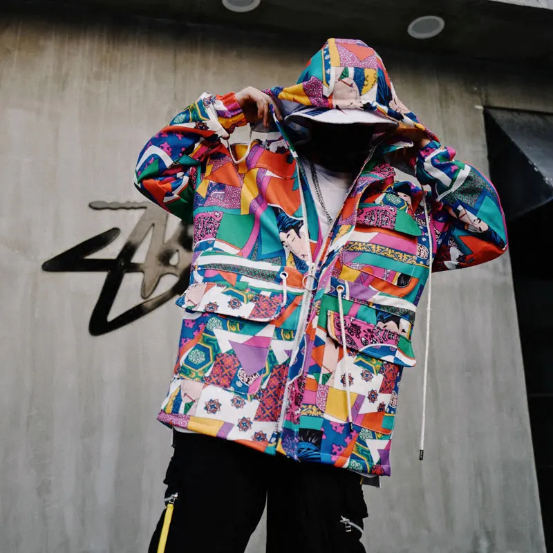 Japanese Ukiyo E Style Color Block Patchwork Jacket 1