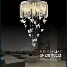 Светодиодный потолочный светильник с кристаллами современный блеск де хрустальный потолок лампы Бабочка Дизайн E14 лампа для фойе освещение