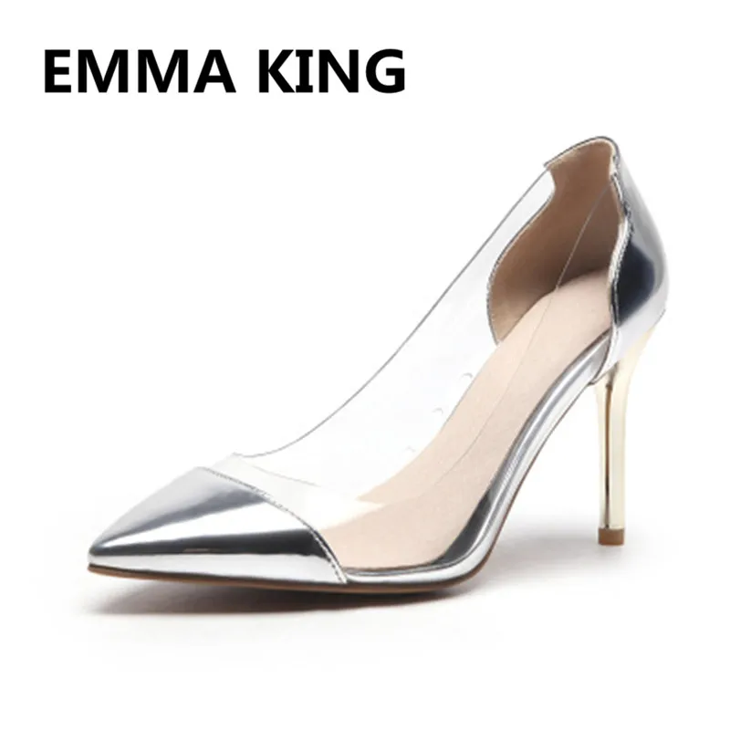

2019 PVC Transparent Sexy Women Pumps Pointed Toe Shallow Stiletto Ladies Party Wedding Bridal Shoes Woman Slip On High Heels