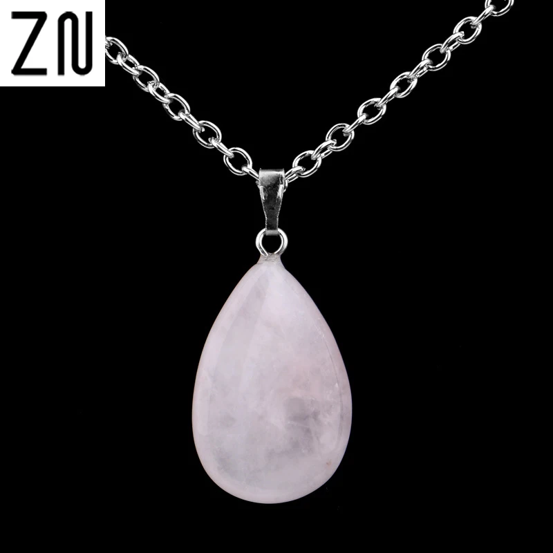 ZN Кристал кварца натуральный камень чакра точка исцеление капли ожерелье|pendant