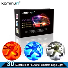 KAMMURI Carro 3d levou Logotipo do emblema Do Emblema Luz para Peugeot 206 207 307 308 407 508 406 301 2008 3008 2017 Do Emblema Do Emblema Do Logotipo luz