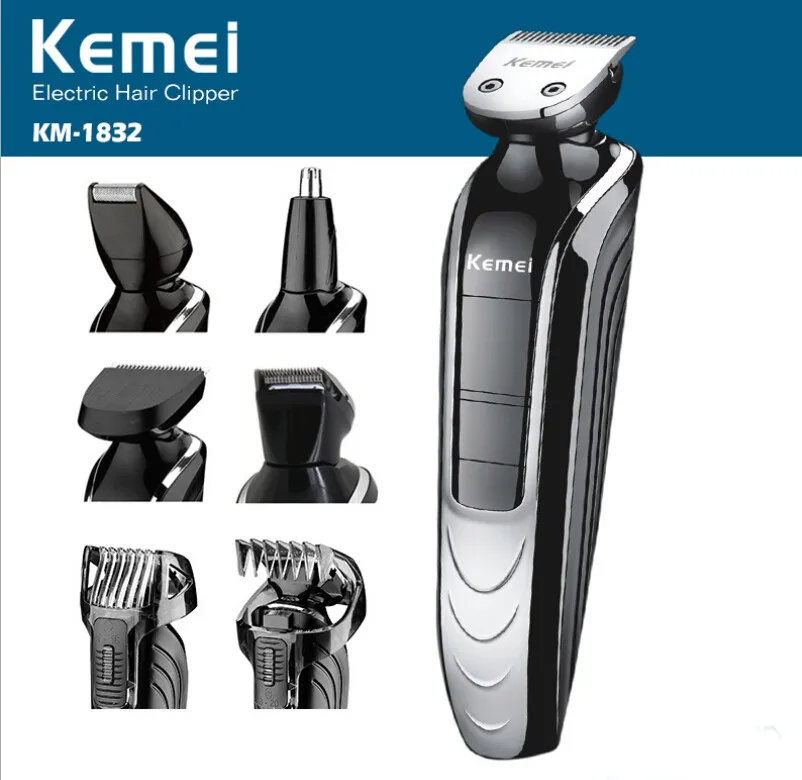 

Kemei KM-1832 5 in 1 Waterproof Rechargeable Electric Shaver New Cutter Electric Hair Clipper Nose Hair Trimmer hairclipper