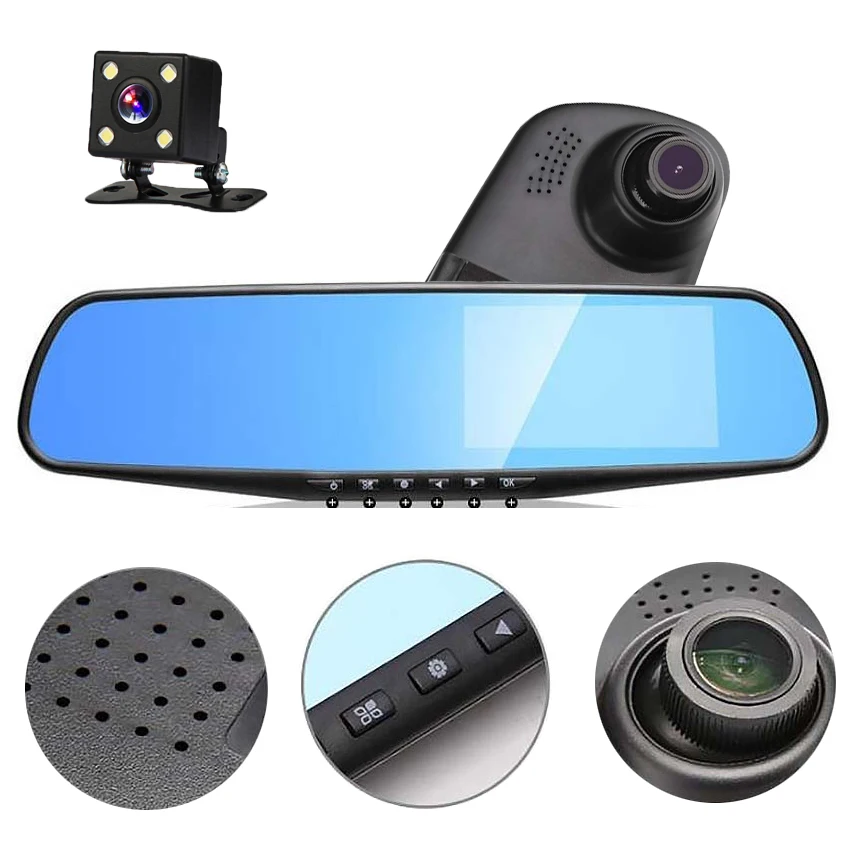 

Mirror With Camera Videoregistrator HD Night Vision 4.3 Inch Rearview Mirror Driving Recorder 1080P Dual Lens Registrar Car Dvr