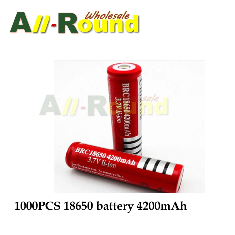DHL free shipping 1000pcs/lot 18650 rechargeable batteries 3.7v 4200 mAh Lithium li ion battery