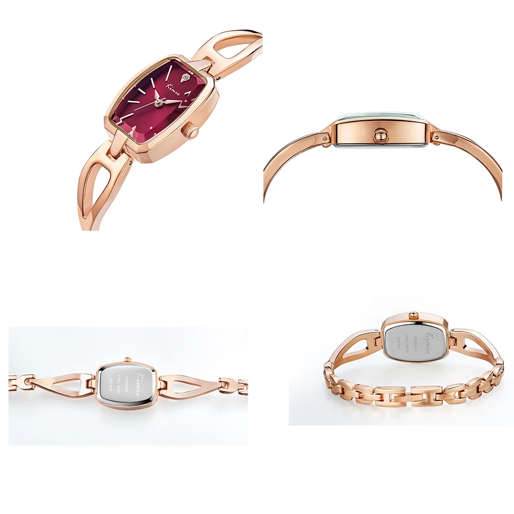 Koop KIMIO Luxe Vrouwen Armband Horloges Rvs Hollow Rose Vergulde Vrouwelijke Quartz Horloge 2017 Montre Femme Met Doos