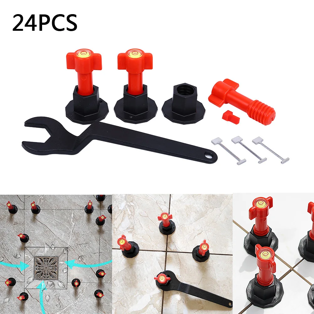 24pcs Replaceable Steel Needles Mini Level Wedges Alignment Tile Spacer for Floor Wall Tile Leveling System Locator Spacer Plier