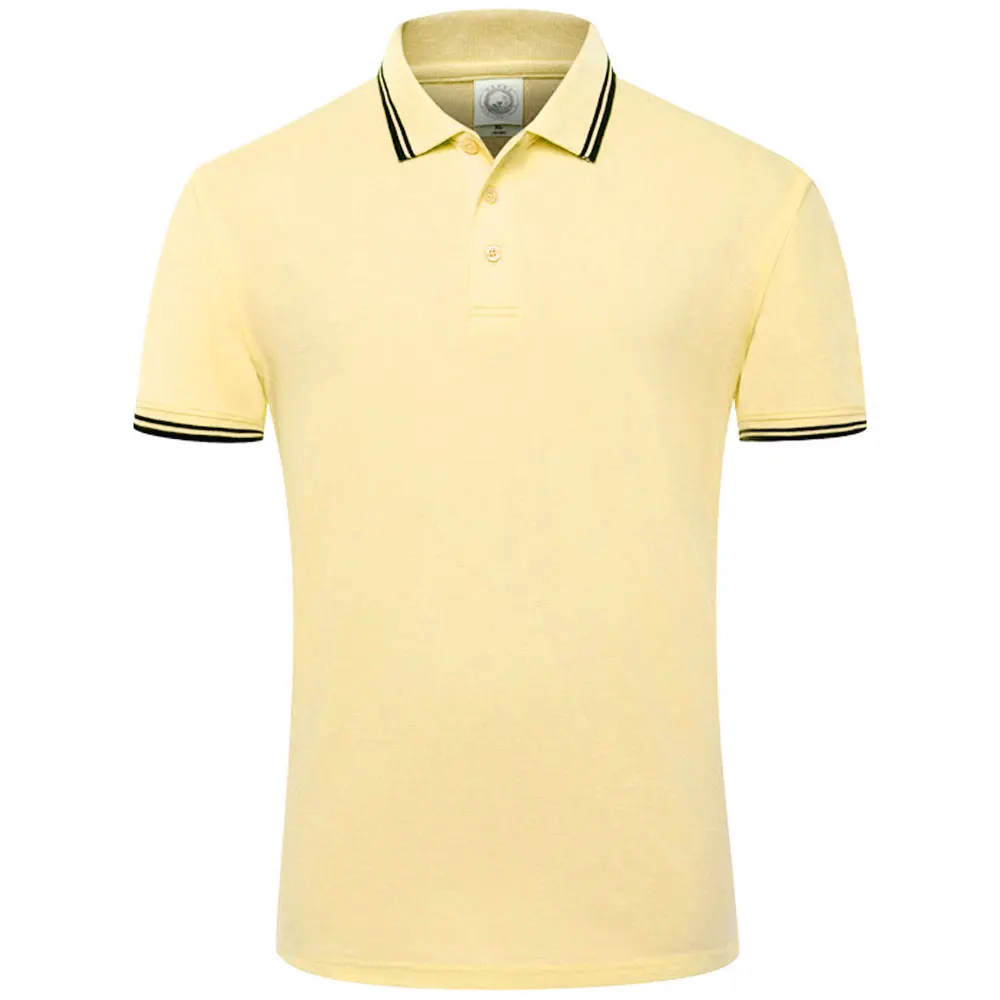 Брендовая новая мужская футболка с отложным воротником мужские хлопковые дышащие деловые повседневные футболки модные футболки с коротким рукавом мужские топы футболки - Цвет: Yellow