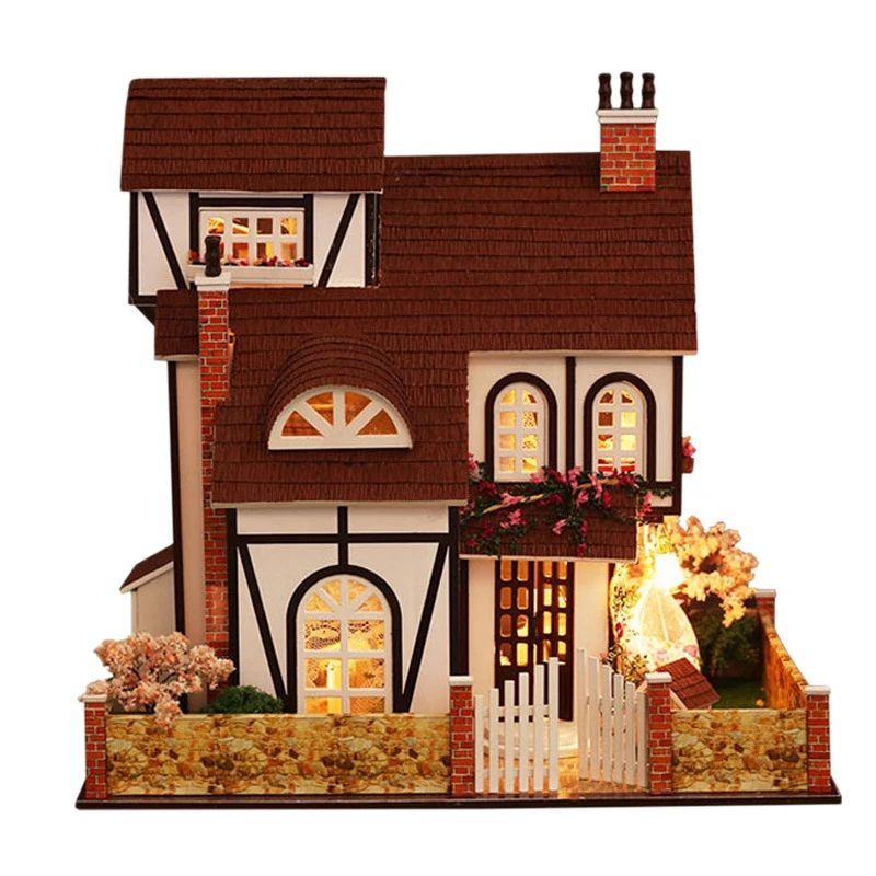 

Iiecreate New Doll House Miniature Diy Dollhouse With Furnitures Wooden House Toys With Furniture Led Lights For Children Birt
