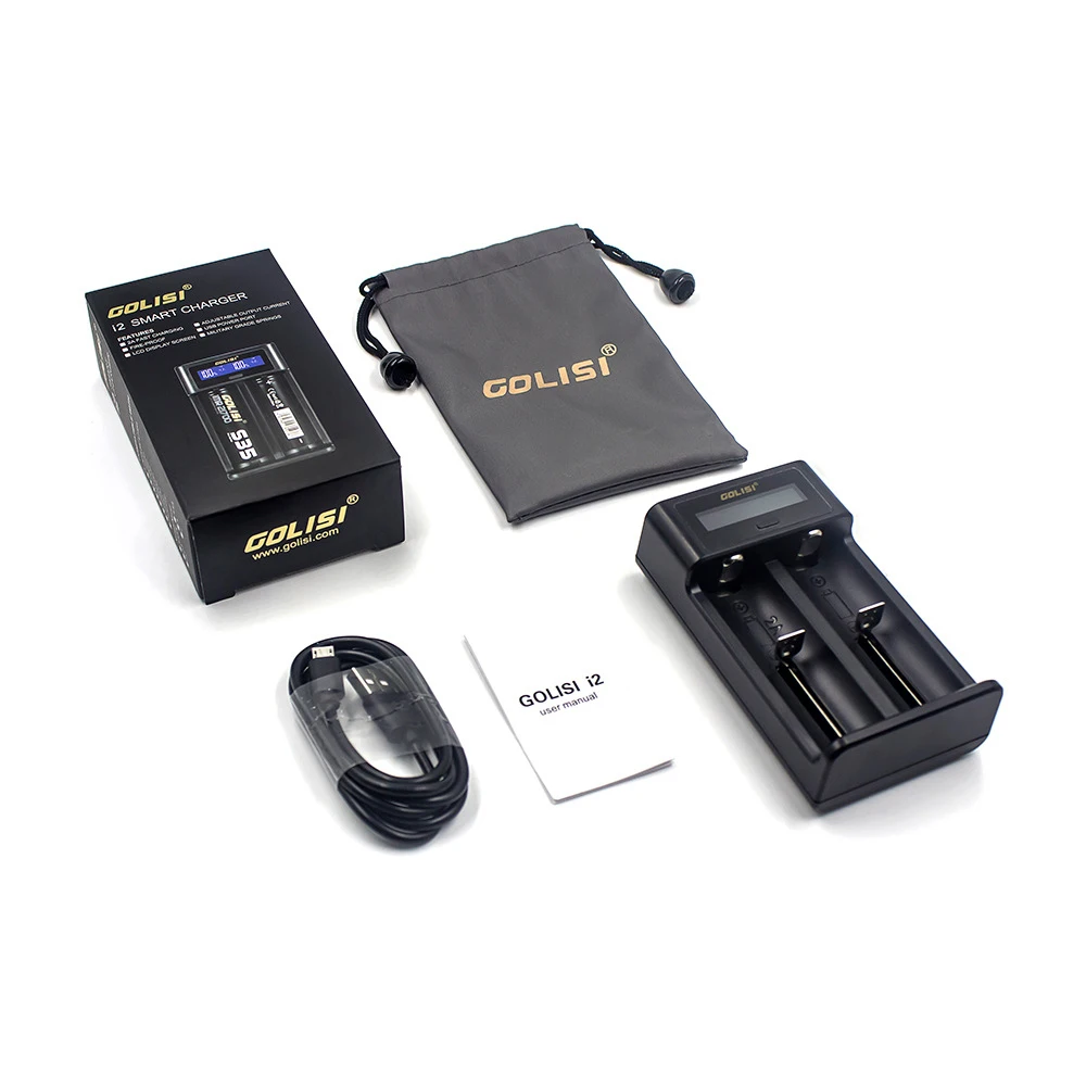 Golisi i2 2.0A Smart LCD Battery charger Fast Charging for 18650 21700 Li-ion Ni-MH Ni-Cd AA AAA Rechargeable Battery Golisi i2 2.0A Smart LCD Battery charger Fast Charging for 18650 21700 Li-ion Ni-MH Ni-Cd AA AAA Rechargeable Battery