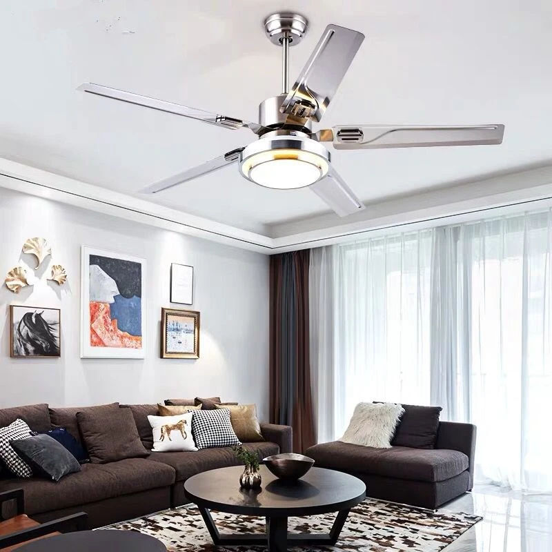 

Modern Led Ceiling Fan 5 Blad esstainless steel Ceiling Fans Lamps With Lights For Living Room home Dimming lighting