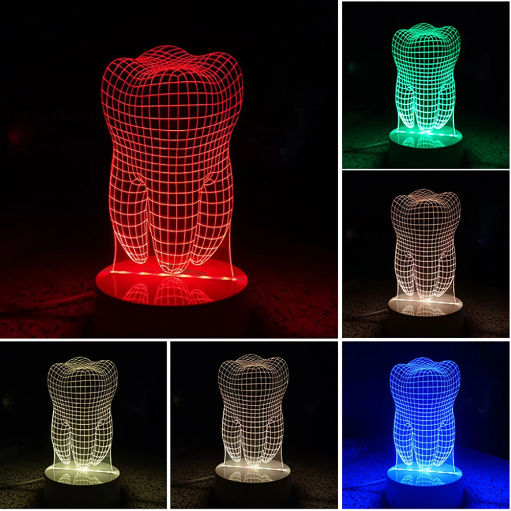 

Touch control 3D LED Night Light Tooth 7 Color Change LED Table Desk Lamp Kids Xmas Gift Home decoration
