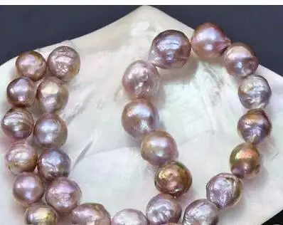 

12-13mm natural south seas pink purple kasumi pearl necklace 18inch