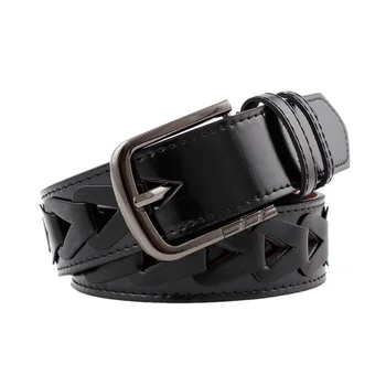 

Vintage 3.9 Cm Wide Belt Pu Waist Buckle Belts Geometric Hollowing Out Belt Jeans