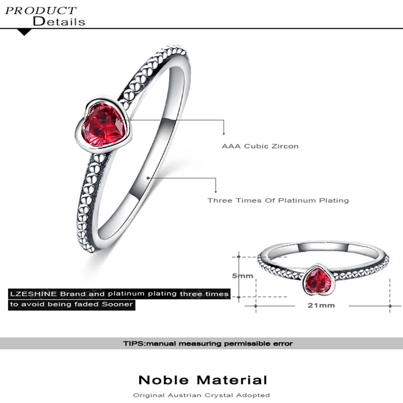 Wedding Rings Silver Ring Womens Ring Cubic Zircon Ring Finger Rings Jewelry Rings Ring Jewelry 3 Colors For women metal Love Heart Ring red Zircon
