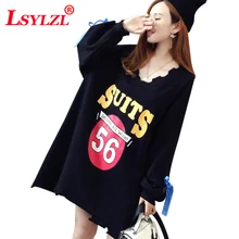 Футболка с длинными рукавами Весна Осень Забавный Хип Хоп с буквенным принтом негабаритный v-образный вырез женский Harajuku длинный участок Горячая B649