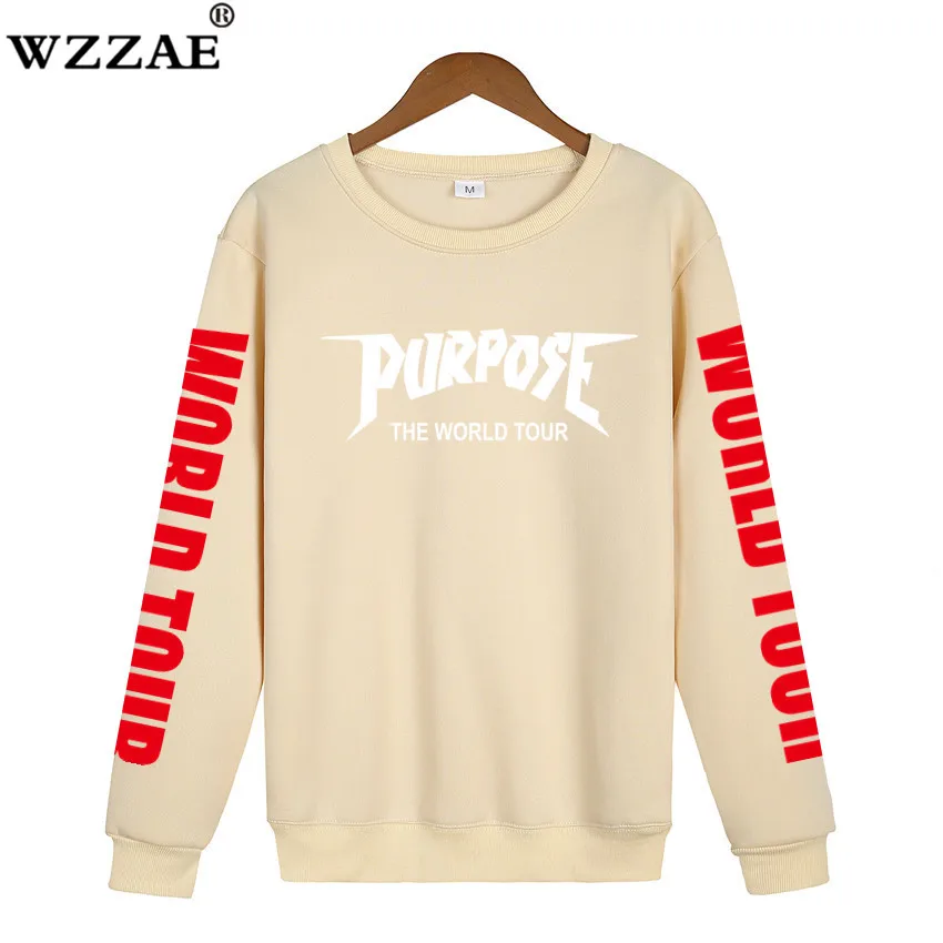 New 2018 Justin Bieber Purpose The World Tour Hoodie Sweatshirt Unisex Women Men Hoodies Tops Autumn Winter Long Sleeve Outwear