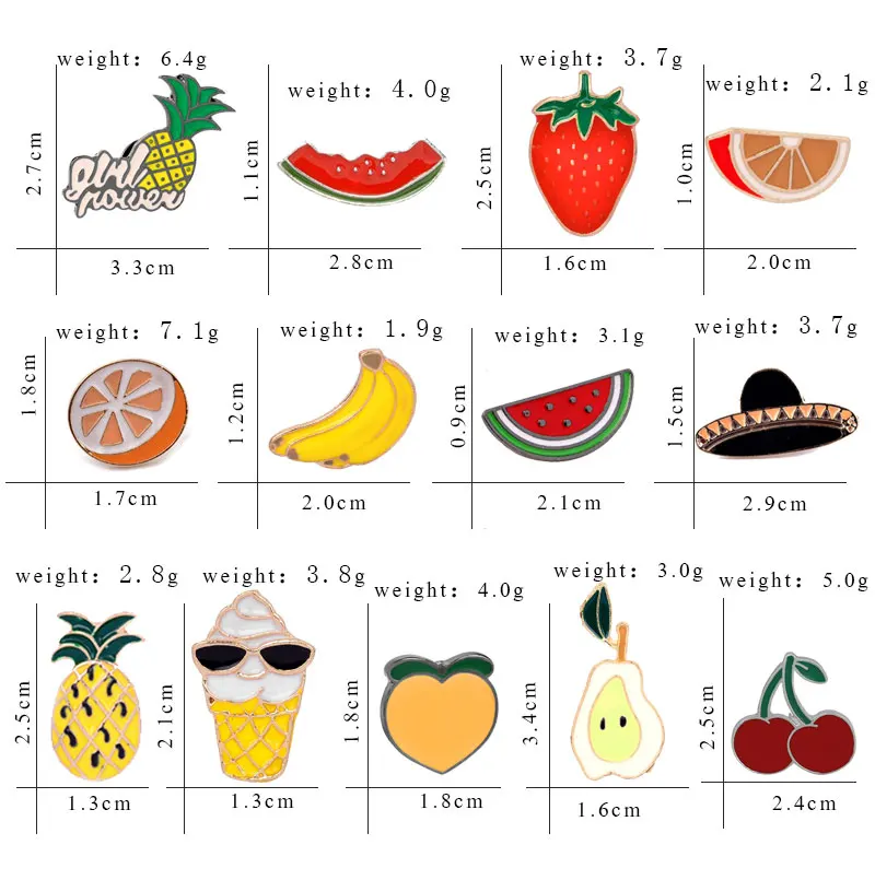 Мультяшная брошь с фруктами, вишня, ананас, апельсин, арбуз, эмалированные булавки, женская шляпа, куртки, значок, булавка, модное ювелирное изделие для детей, подарки