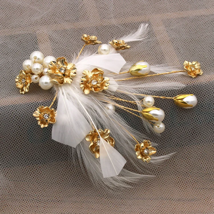 Fashion Bride feather headband sweet Smart hair font b accessories b font wedding Party jewelry decoration