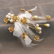 Fashion Bride feather headband sweet Smart hair accessories wedding Party jewelry decoration Hat Hair Clip Women Cocktail