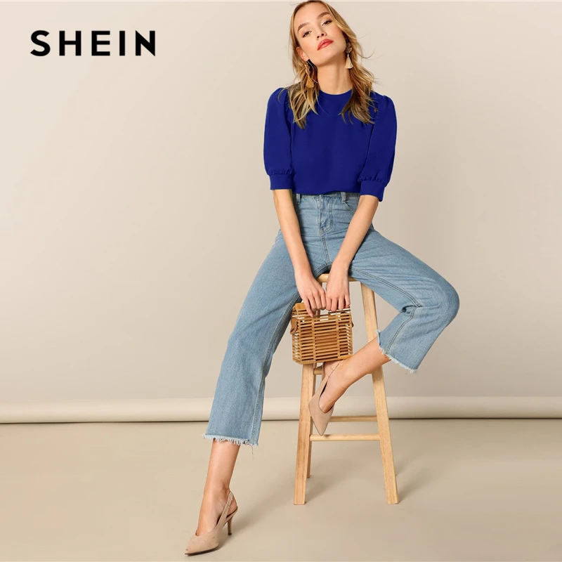SHEIN Повседневный Топ С Оригинальным Рукавом Стильная Офисная Блузка С Коротким Рукавом