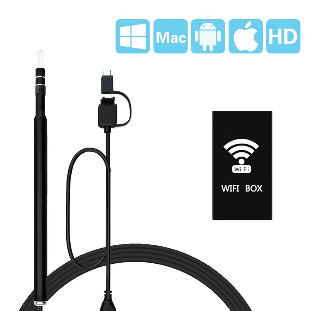 

Wireless Endoscope for iPhone Android,WiFi 5.5mm USB Ear Borescope Inspection Camera 1.3MP HD Snake Camera For Samsung,Tablet PC