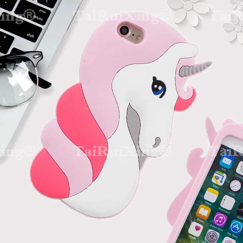 Милый 3D единорог для iPhone 5 5S 5C SE 6 6S 7 8 6s Plus X милый мягкий силиконовый чехол
