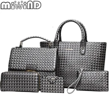 Miwind Новая мода сумка и кошелек сумка 5 шт. набор мешок для Для женщин дамы высокое качество искусственная кожа плетение сумки