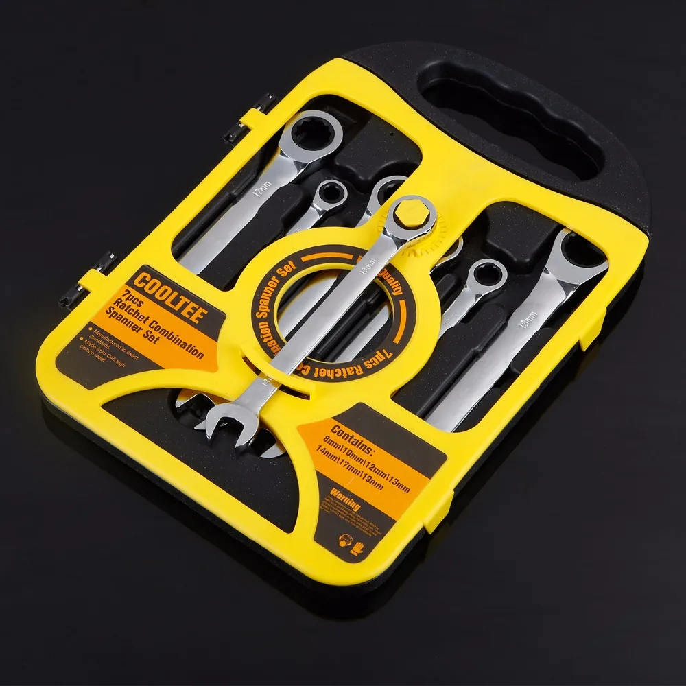 

7 Pieces / 8-19MM Wrench Universal Torque Wrench Bicycle Car Tool Repair Screwdriver Combination Socket Ratchet Open end Wrench