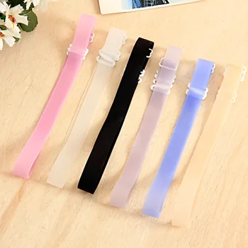 

1.0/1.5/1.8cm Fashion Elastic Transparent Silicone Underwear Shoulder Candy Color Women Bra Straps Wholesale 10pair/lot