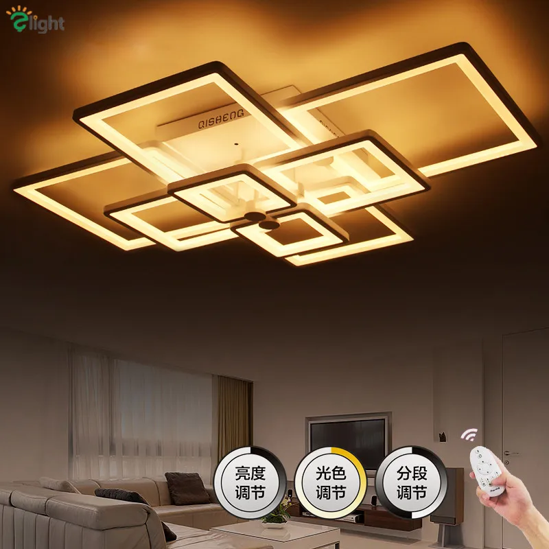 

Modern Remote Control Led Dimmable Chandelier Rectangles Luminaria Ceiling Chandelier Lighting For Foyer Lustre Indoor Lighting