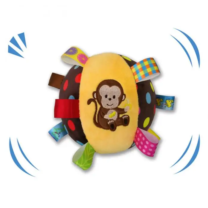 Детский мягкий плюшевый шар, детская игрушка-животное со звуком, погремушки для младенца, игрушка ярких цветов, мяч для ползания для младенцев