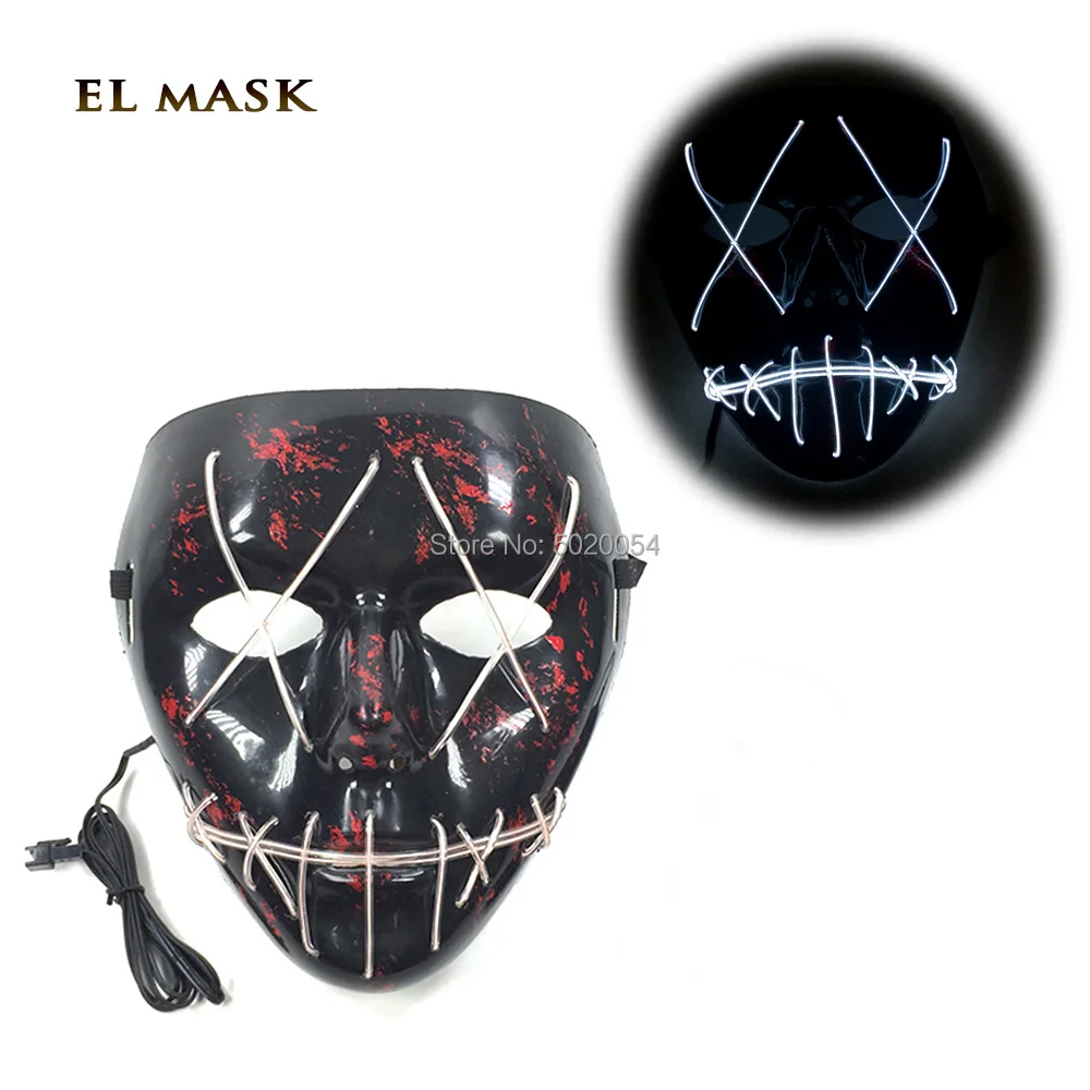 High-Grade Led Neon Glowing Mask Scary Flashing EL Festival Light Cosplay in Dark Masquerade Birthday Gift | Тематическая одежда и