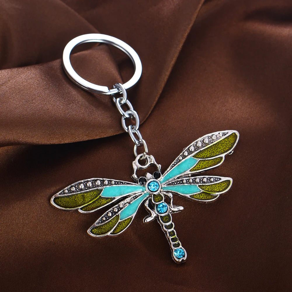 Стрекоза с кристаллами Брелоки для ключей Boho Bohemia брелоки «животные» женские брелоки для девочек Подарки для женщин Дамский ювелирный держатель ключей