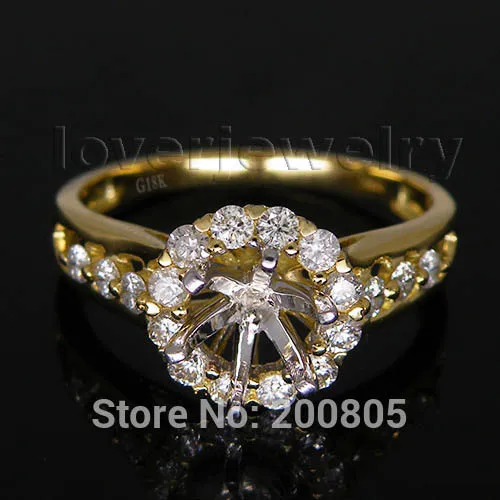 

Round 5.5mm Diamond Ring In Solid 18Kt Two Tone Gold Diamond Semi mount Ring WU113