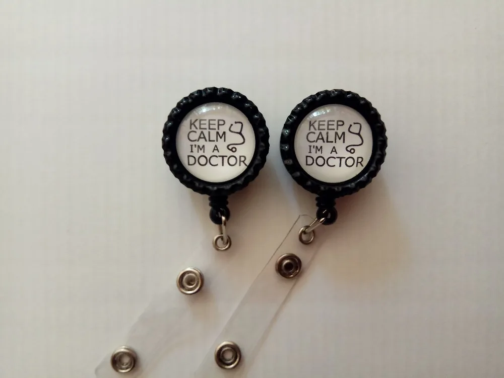 Doctor Retractable Work ID Badge Holder Lanyard Clip Flat Cap 10pcs/lot