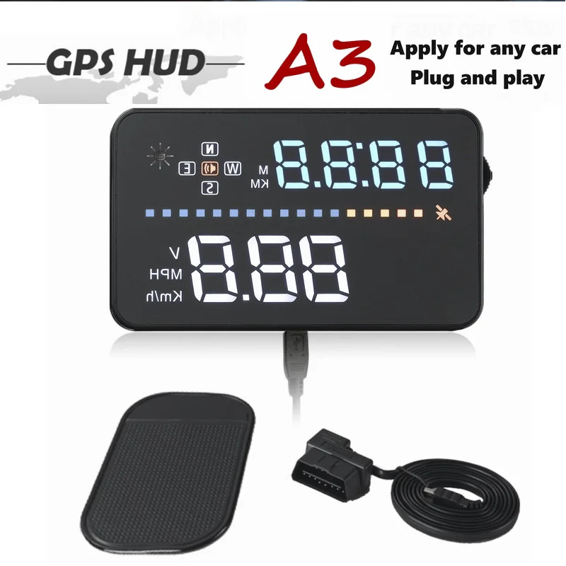 A3-OBD2-HUD Автомобильный дисплей OBD2 проекция на лобовое стекло автомобиля цифровой спидометр диагностический инструмент