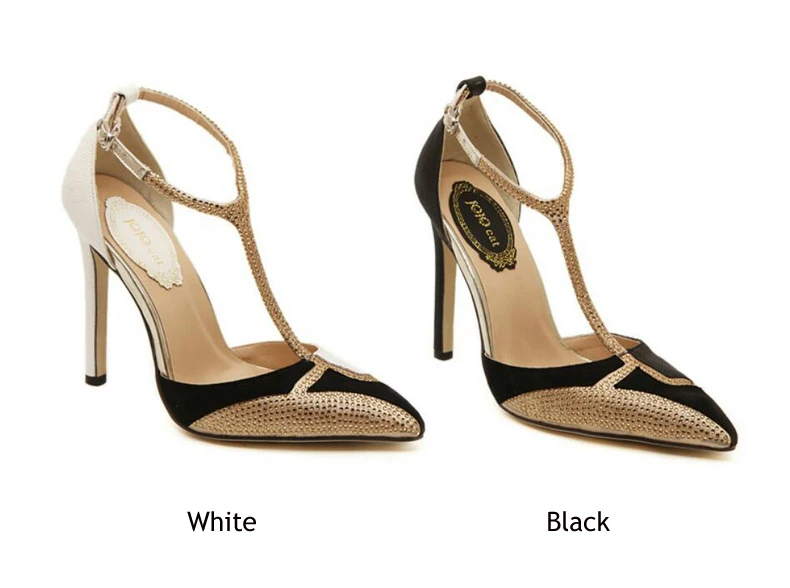 Women's Pumps Shoe Party High Heel Shoes Women White Sexy Heels Rivet Buckle Strap Pumps High Heels Shoes Woman 12 cm Wedding (19)