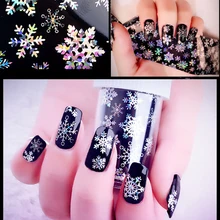 Новинка, 1 шт, 120 см* 4 см, Рождественская Снежинка, голографическая наклейка для ногтей, креативная пленка для ногтей, переводная наклейка, переводная бумага, сделай сам, украшения