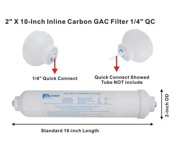 Совместимый внешний встроенный фильтр для воды на холодильник " x10-Inch Coconut Carbon gac фильтр 1/4" Quick Push