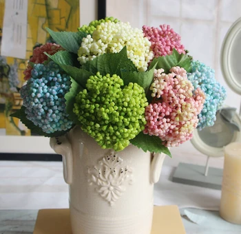 

1pcs Artificial Flowers Soft Plastic Hydrangea flower (no vase) Wedding decoration flores artificial Fleur Free shipping