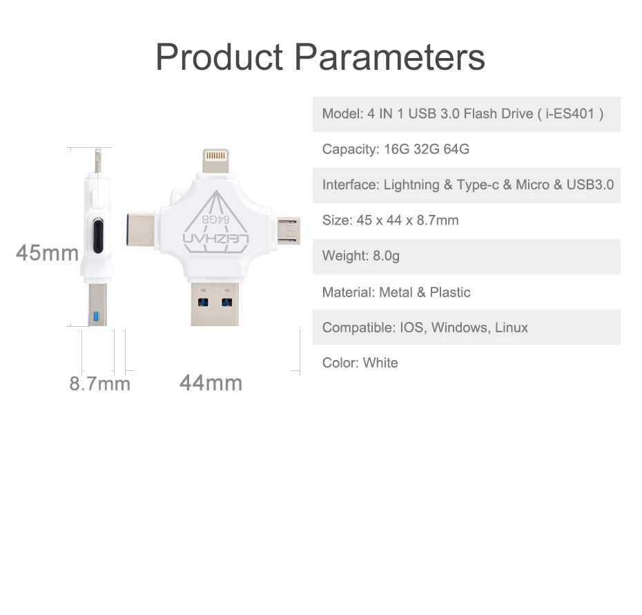 LEIZHAN 128 Гб OTG USB флеш-накопитель для iphone xr x 6s Adnroid флеш-накопитель 64 Гб USB C карта памяти TYPE-C Флешка 32 Гб USB ключ 16 Гб